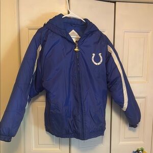 Indianapolis Colts NFL Blue and White Puffer Jacket with Full-Length Zipper